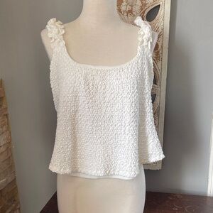 Shabby Chic White Textured Tank Top
